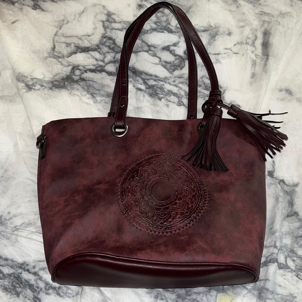 Burgundy tassel bag